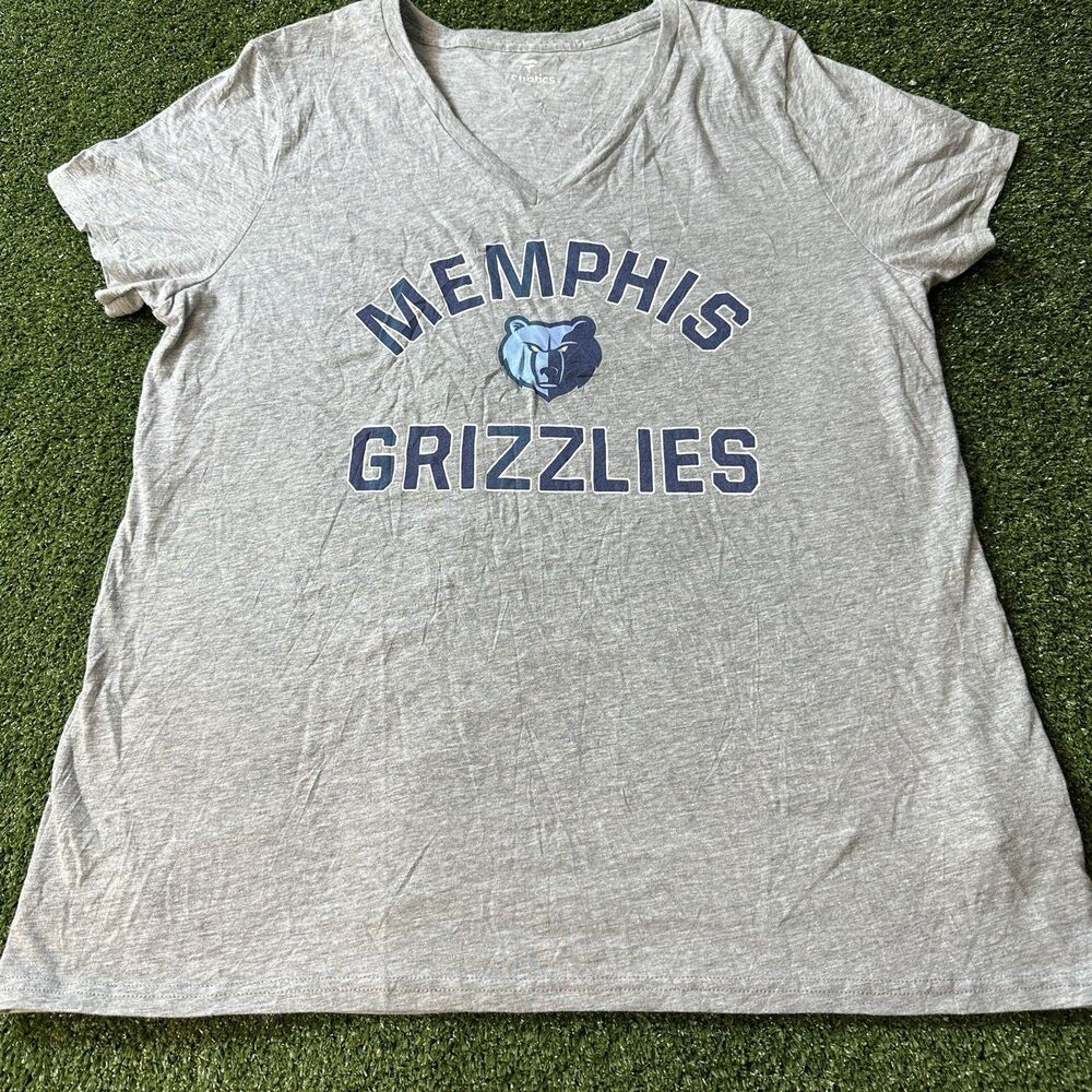 Memphis Grizzlies Fanatics Women's Large V-Neck T-Shirt Gray nba NWOT